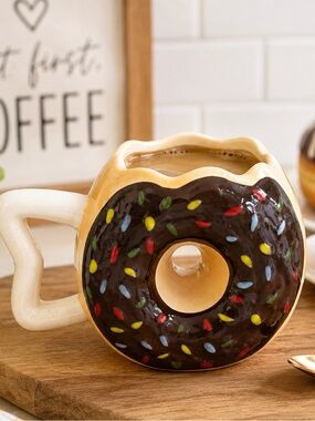 3D Donut Coffee Mug Chocolate Frosted Sprinkles Novelty Ceramic Cup Gift